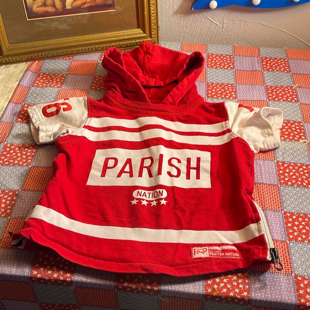 Parish Nation. Hooded shirt. 12 month.